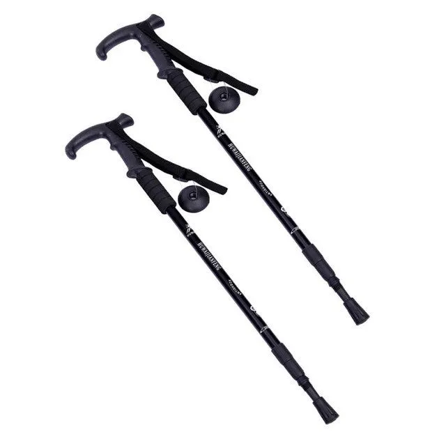 1 Pair Adjustable Telescopic Hiking Climbing Walking Stick Trekking Pole Anti-shock Anti-skid Alpenstock #W21