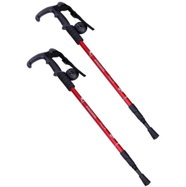 1 Pair Adjustable Telescopic Hiking Climbing Walking Stick Trekking Pole Anti-shock Anti-skid Alpenstock #W21