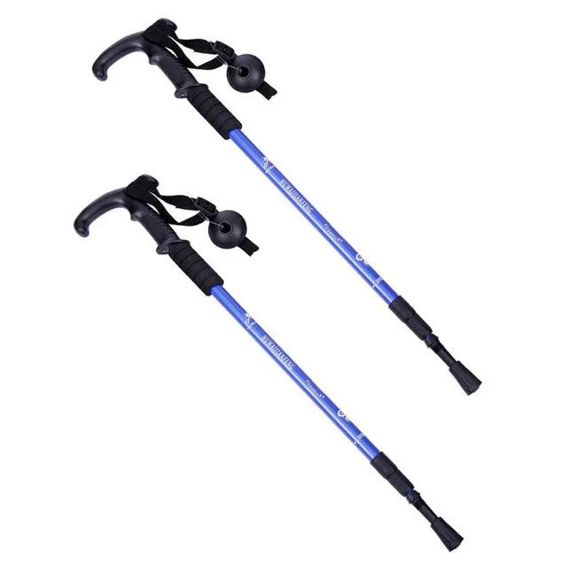1 Pair Adjustable Telescopic Hiking Climbing Walking Stick Trekking Pole Anti-shock Anti-skid Alpenstock #W21