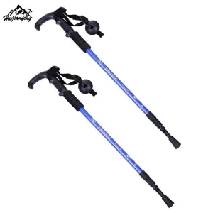 1 Pair Adjustable Telescopic Hiking Climbing Walking Stick Trekking Pole Anti-shock Anti-skid Alpenstock #W21