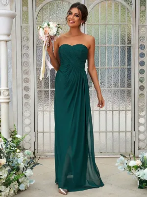 A-Line/Princess Chiffon Ruffles Sweetheart Sleeveless Floor-Length Bridesmaid Dresses