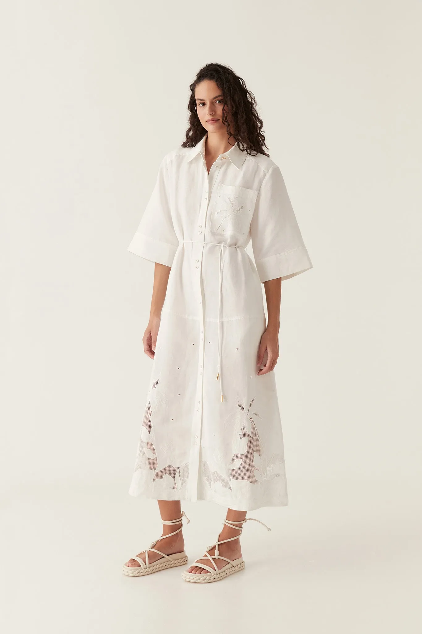 Agua Embroidered Shirt Dress