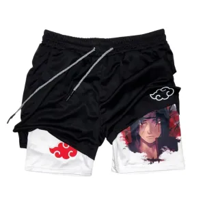 Akatsuki Black and White Mesh Gym Shorts