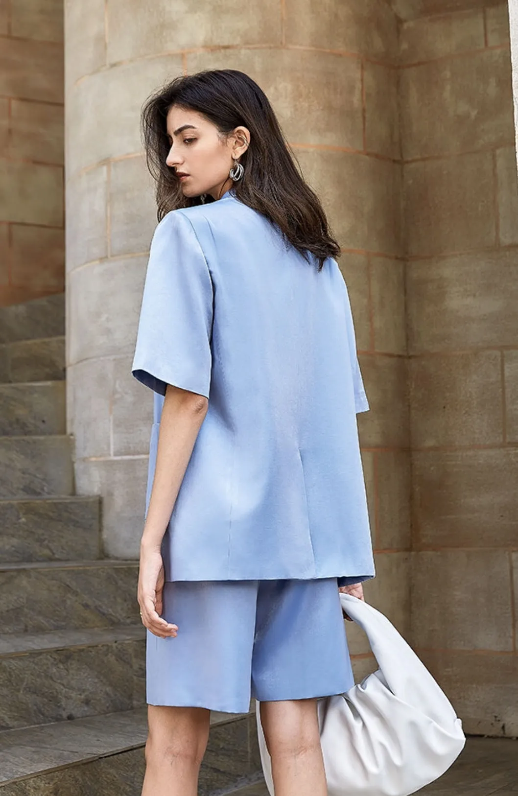 Aria Short Suit Blazer - Periwinkle