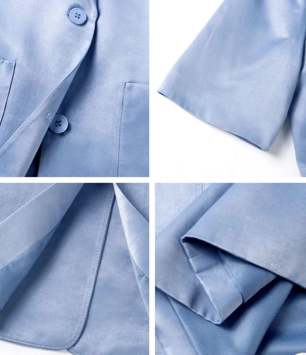 Aria Short Suit Blazer - Periwinkle