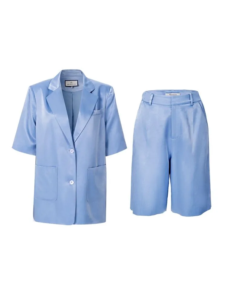 Aria Short Suit Blazer - Periwinkle