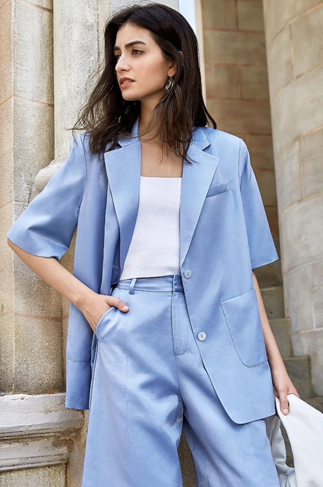 Aria Short Suit Blazer - Periwinkle