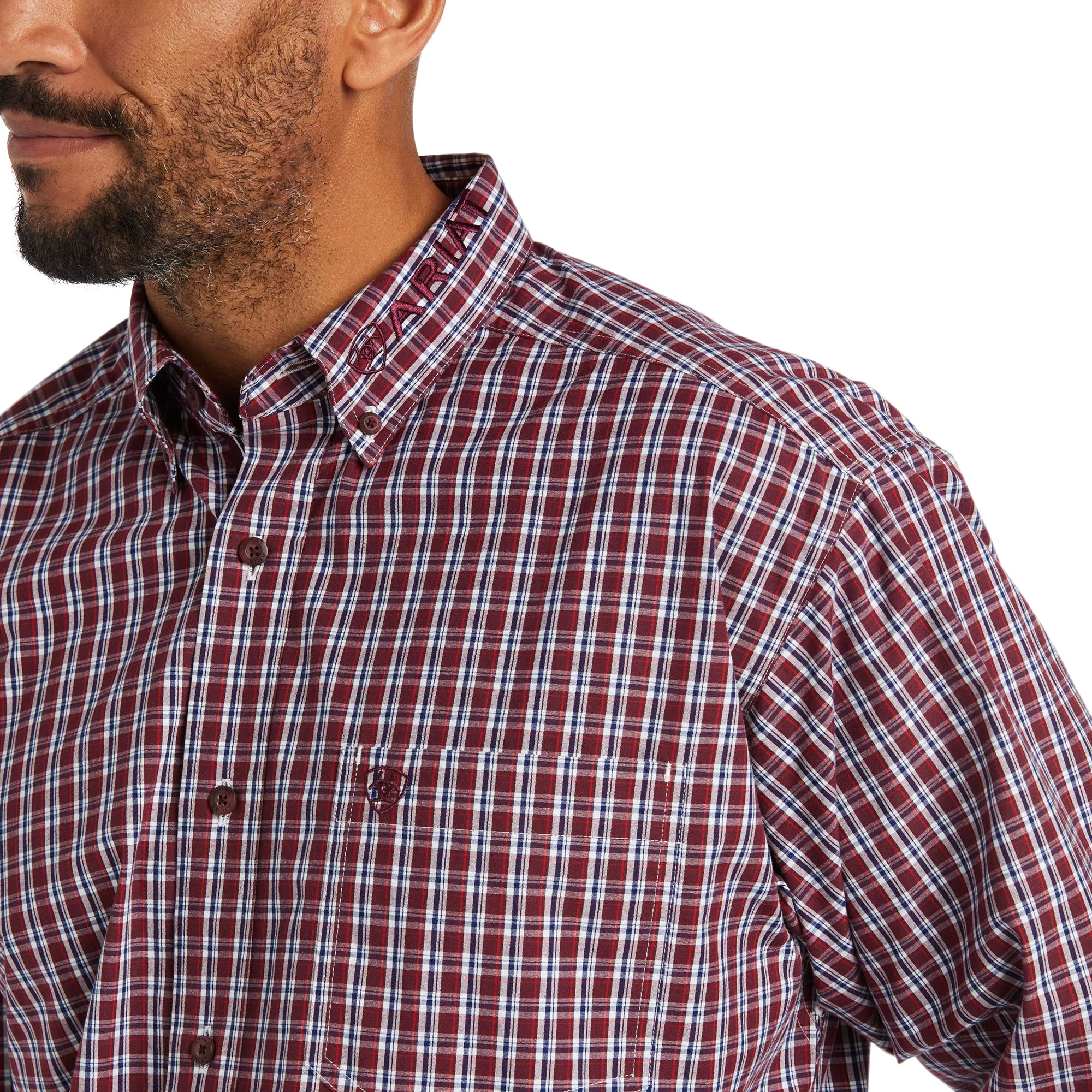 Ariat Men's Team Waylen Pomegranate Button Down Shirt 10038082
