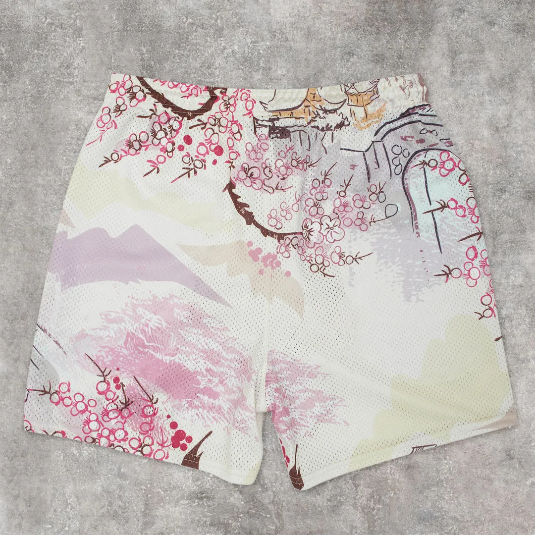 Art print trendy casual mesh shorts
