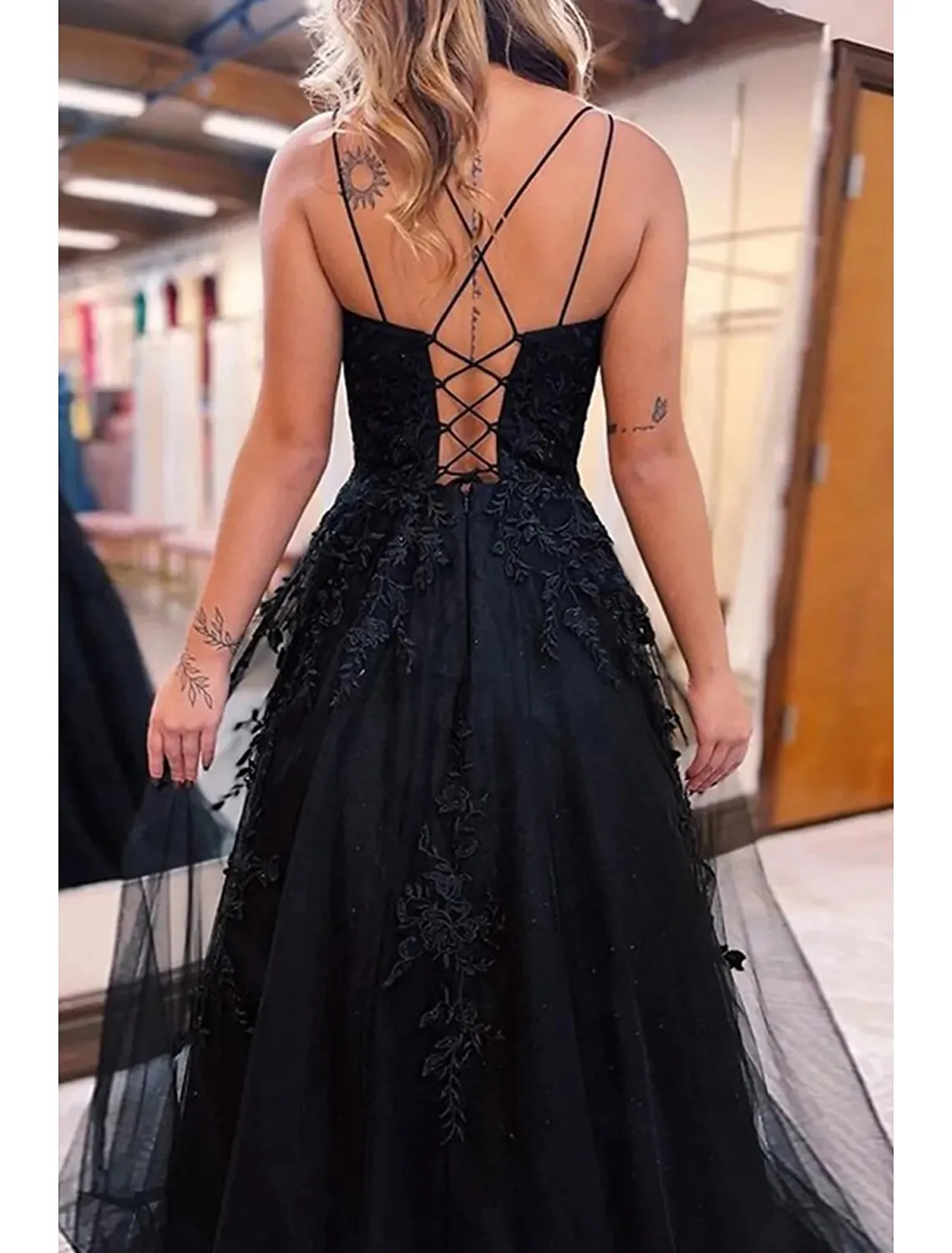 Ball Gown Prom Dresses Princess Dress Formal Wedding Party Sweep / Brush Train Sleeveless Spaghetti Strap Tulle with Pleats Appliques