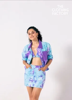 Blue Tie & Dye Twill Bralette Top