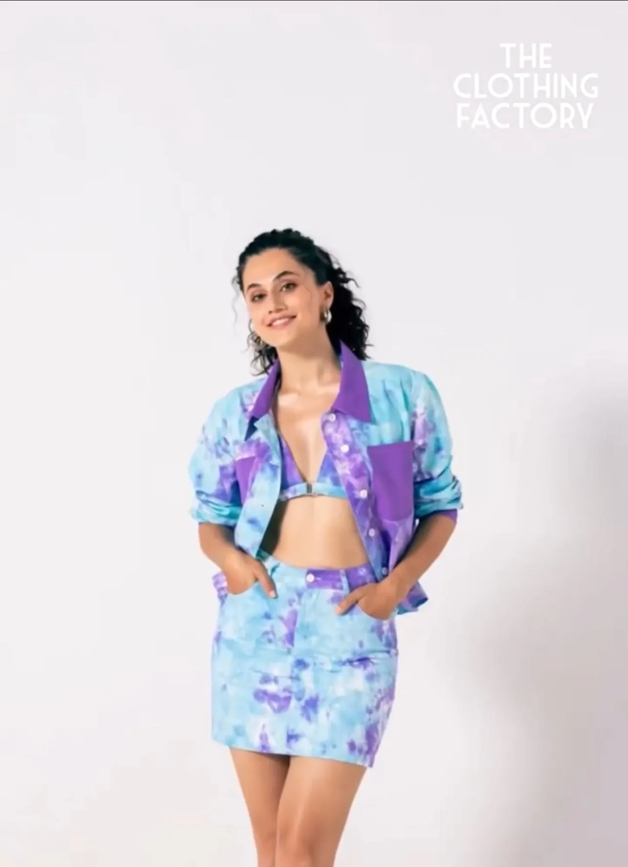 Blue Tie & Dye Twill Bralette Top