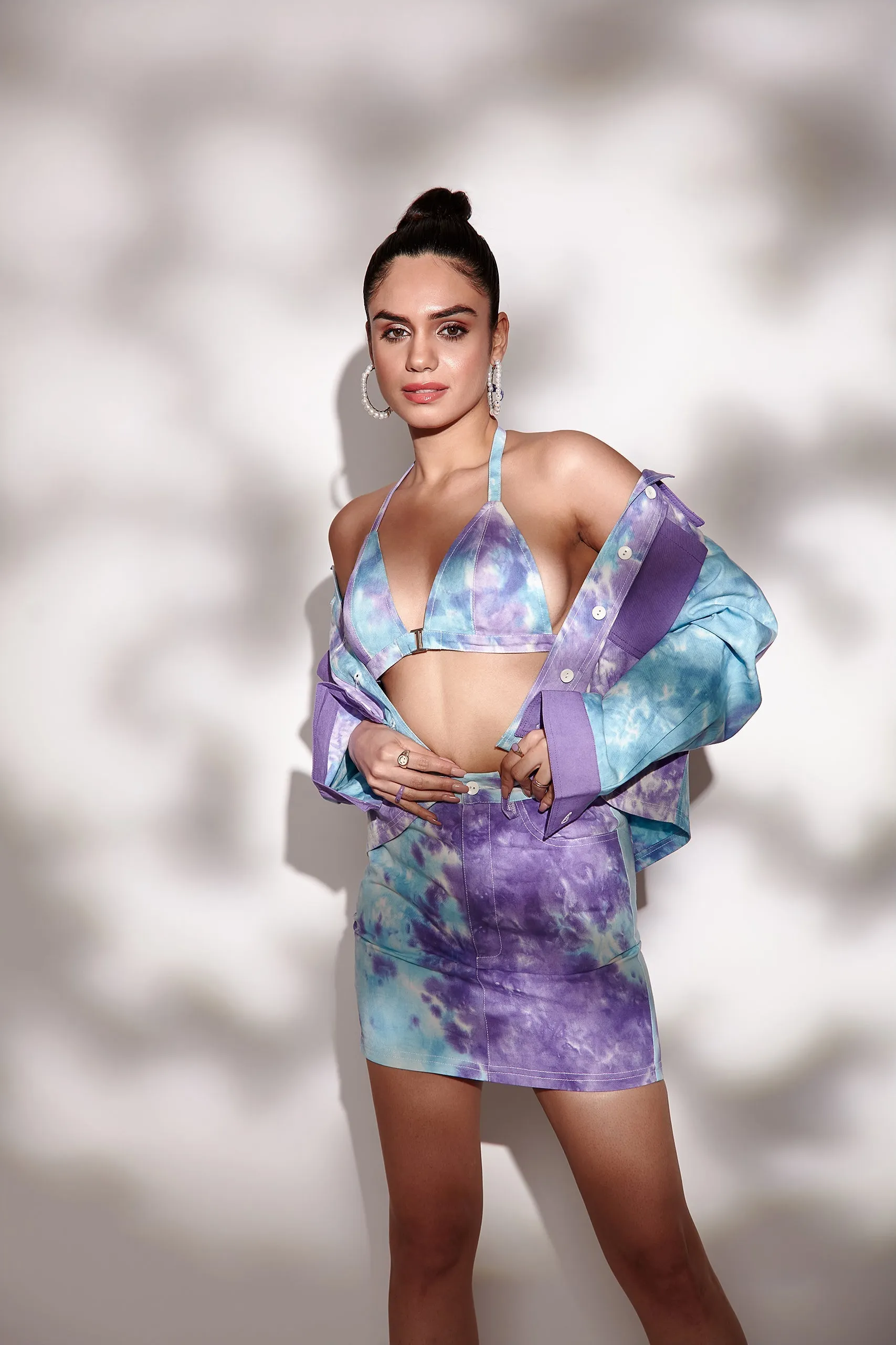 Blue Tie & Dye Twill Bralette Top