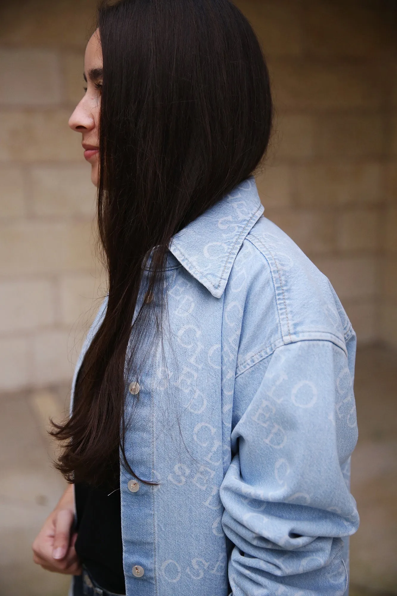 Boxy CLOSED Logo Denim Shirt