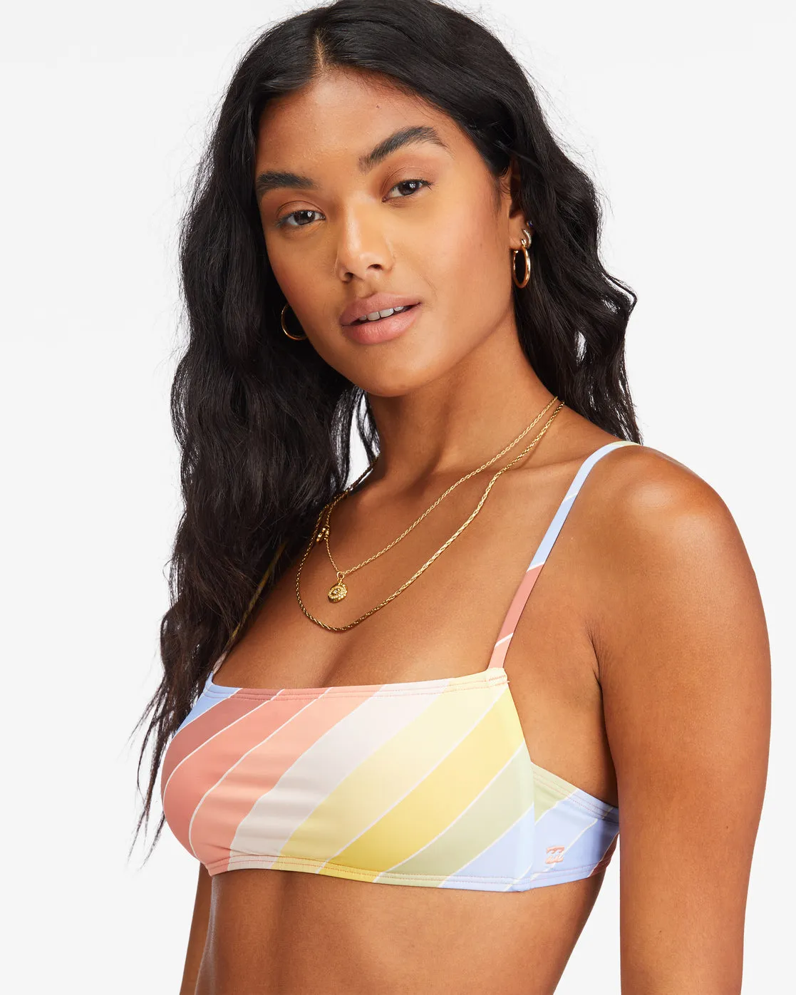 Brighter Daze Square Ruched Bralette Bikini Top - Multi