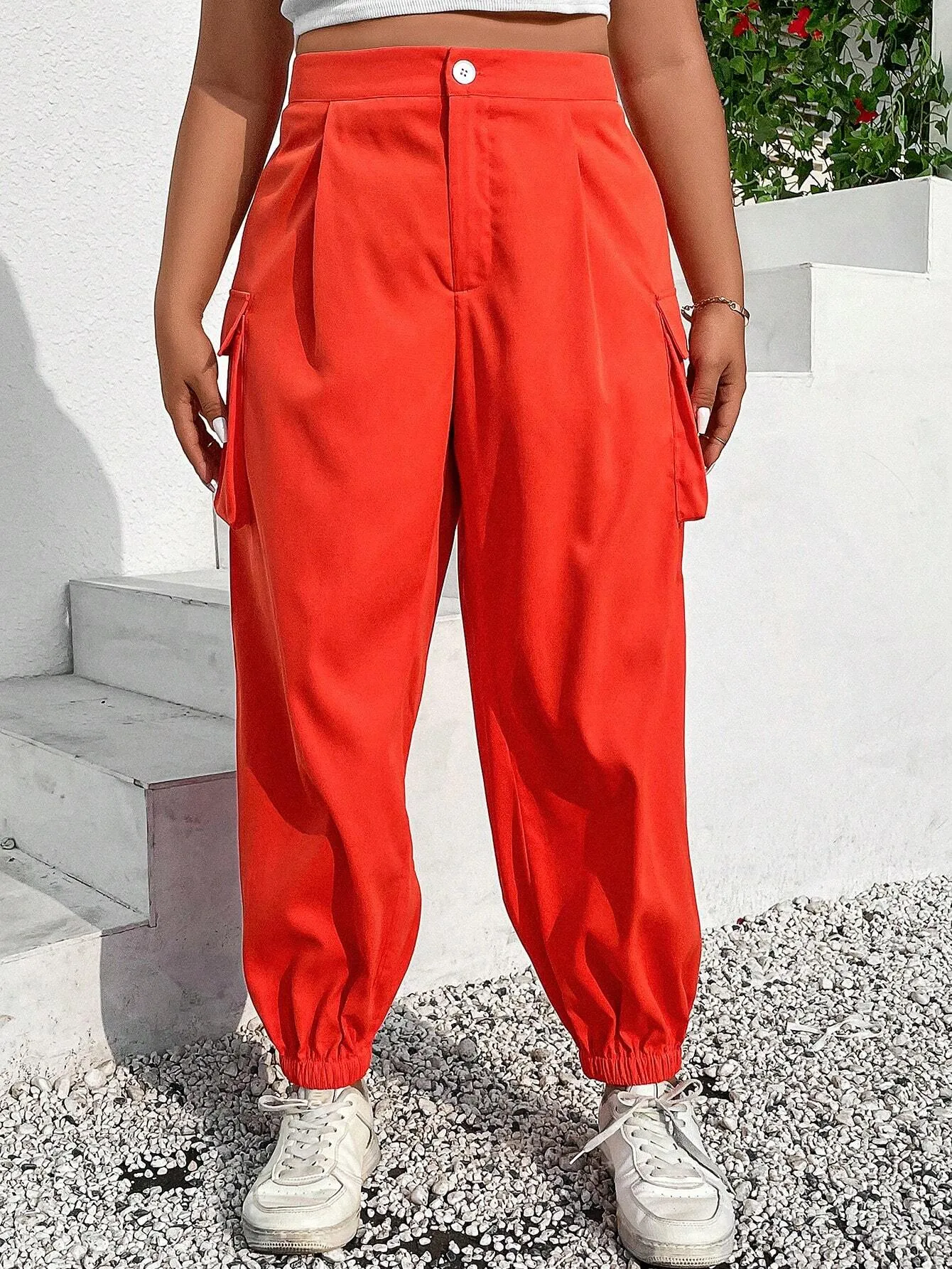 Casual Long Flap Pocket Side Cargo Pants