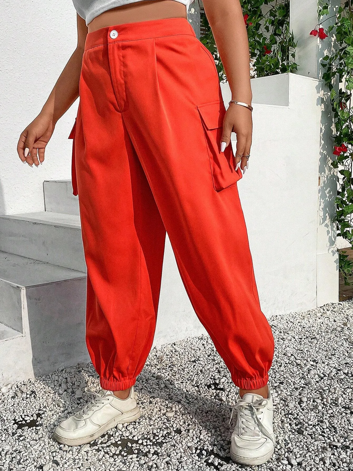 Casual Long Flap Pocket Side Cargo Pants