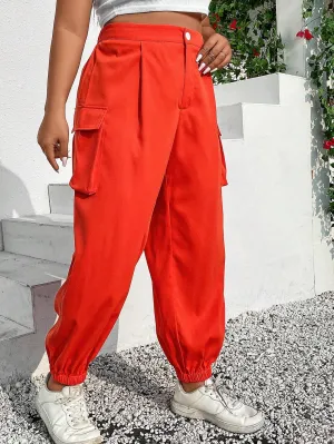 Casual Long Flap Pocket Side Cargo Pants