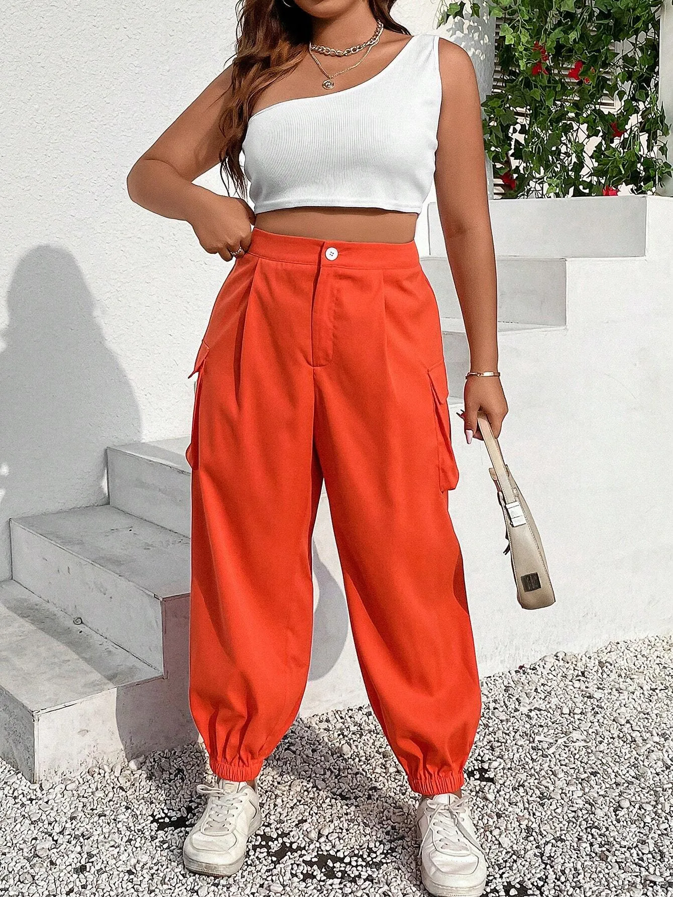 Casual Long Flap Pocket Side Cargo Pants