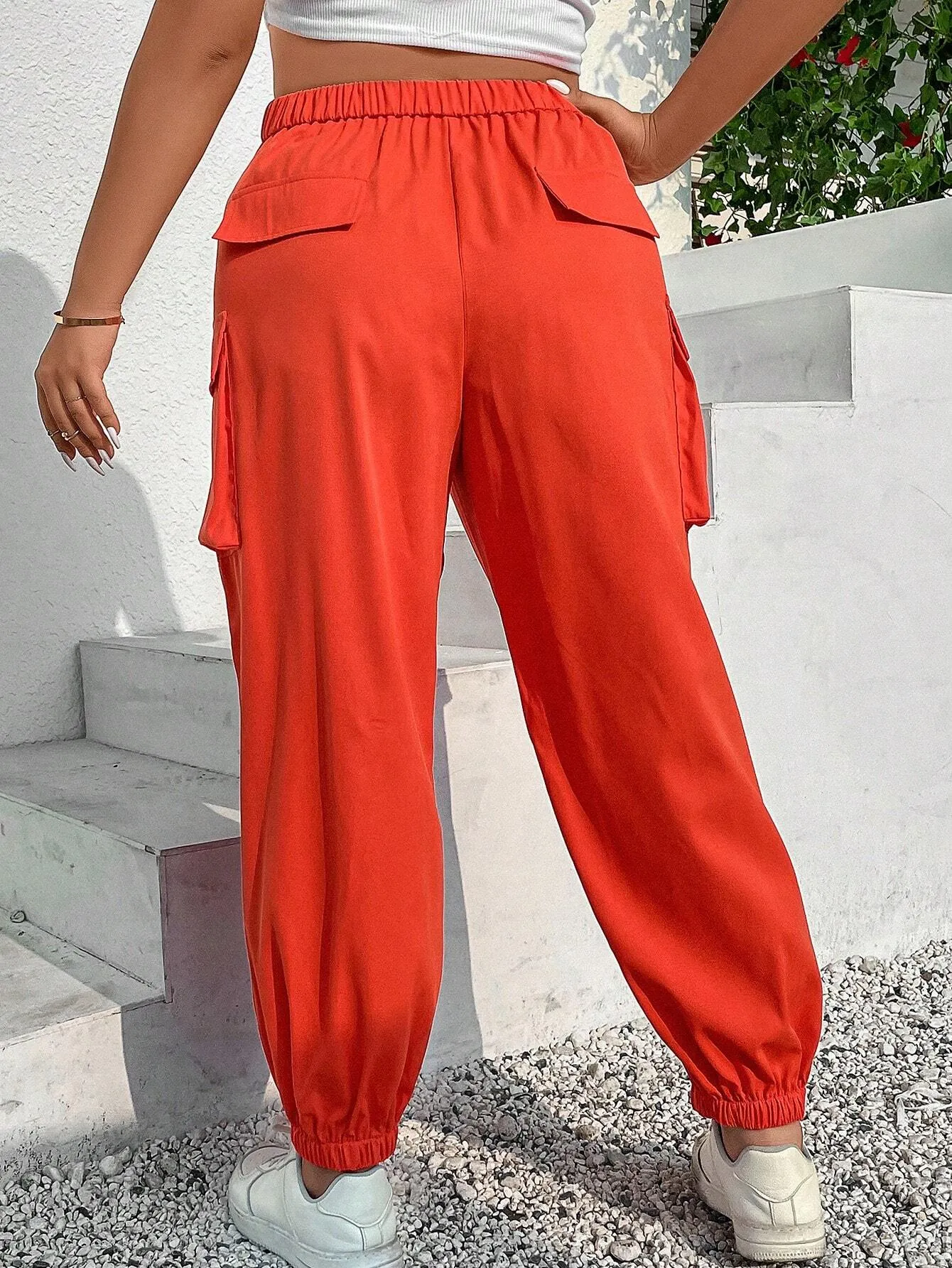 Casual Long Flap Pocket Side Cargo Pants