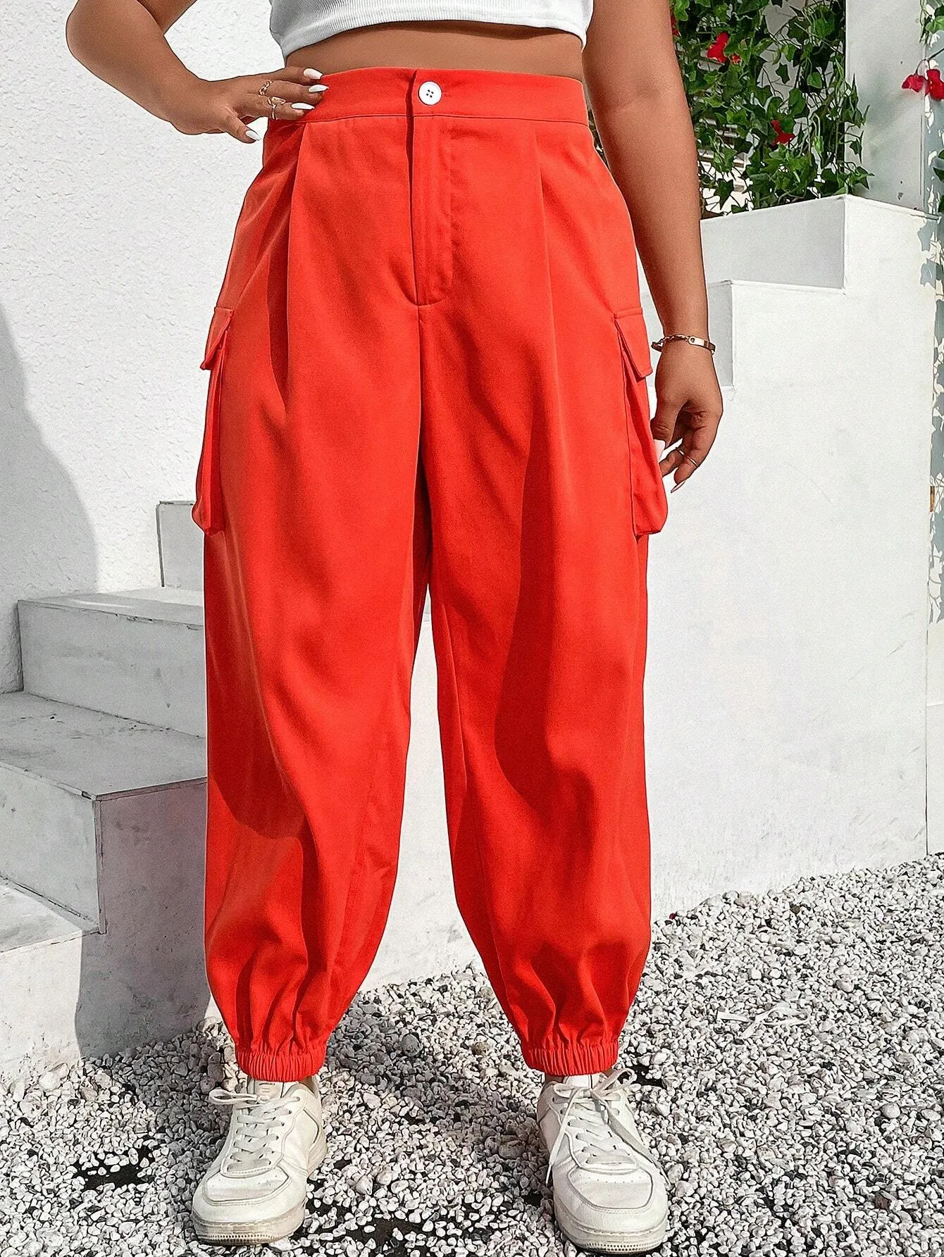Casual Long Flap Pocket Side Cargo Pants
