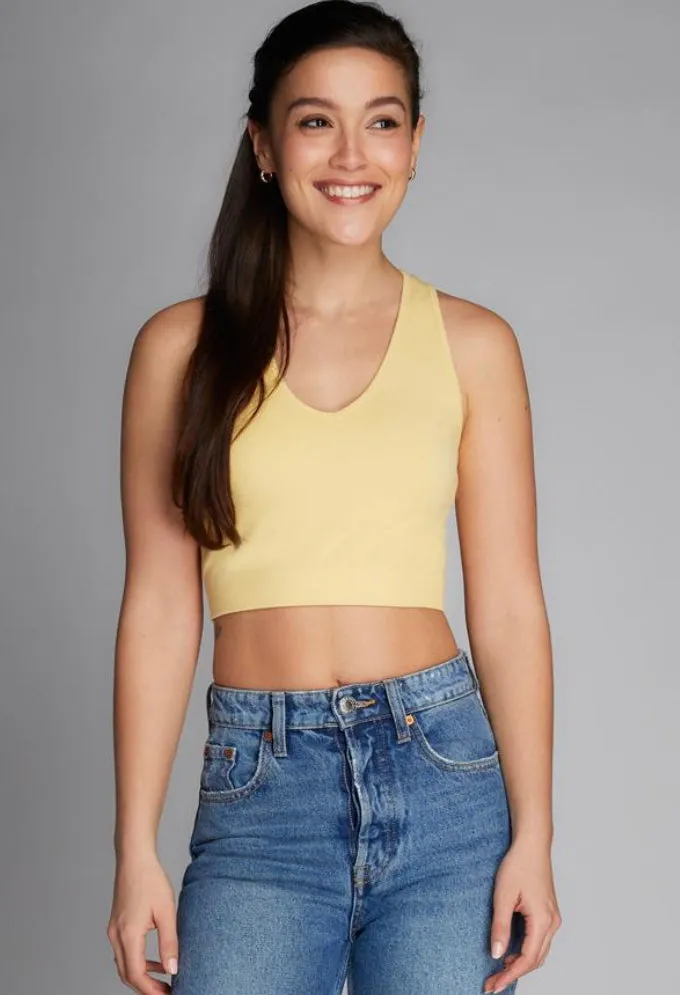 C'EST MOI BAMBOO DEEP V NECK RIB BRALETTE