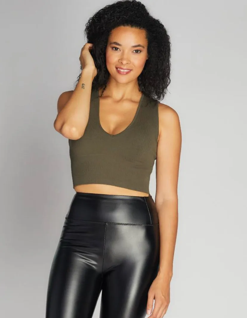 C'EST MOI BAMBOO DEEP V NECK RIB BRALETTE