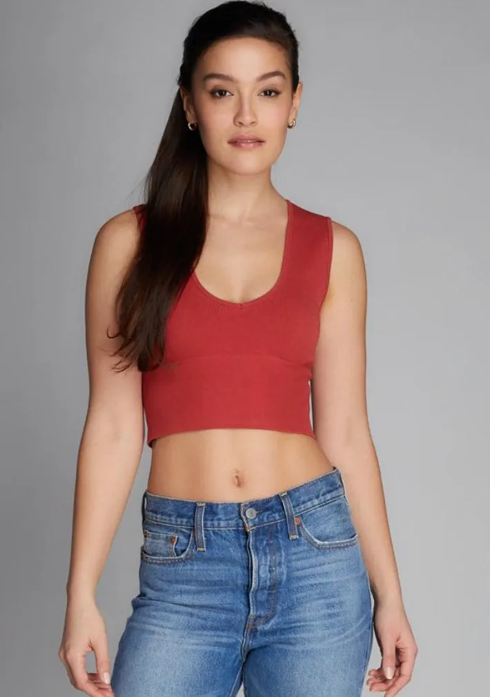 C'EST MOI BAMBOO DEEP V NECK RIB BRALETTE