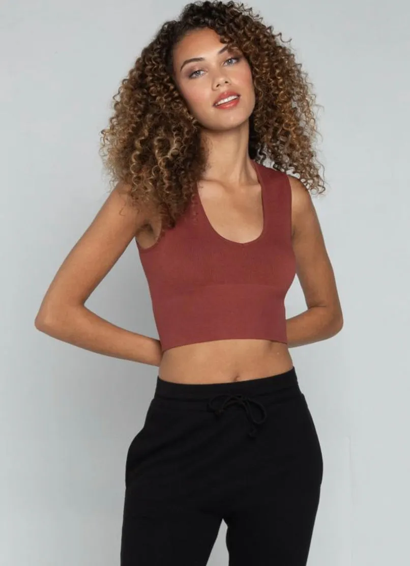 C'EST MOI BAMBOO DEEP V NECK RIB BRALETTE