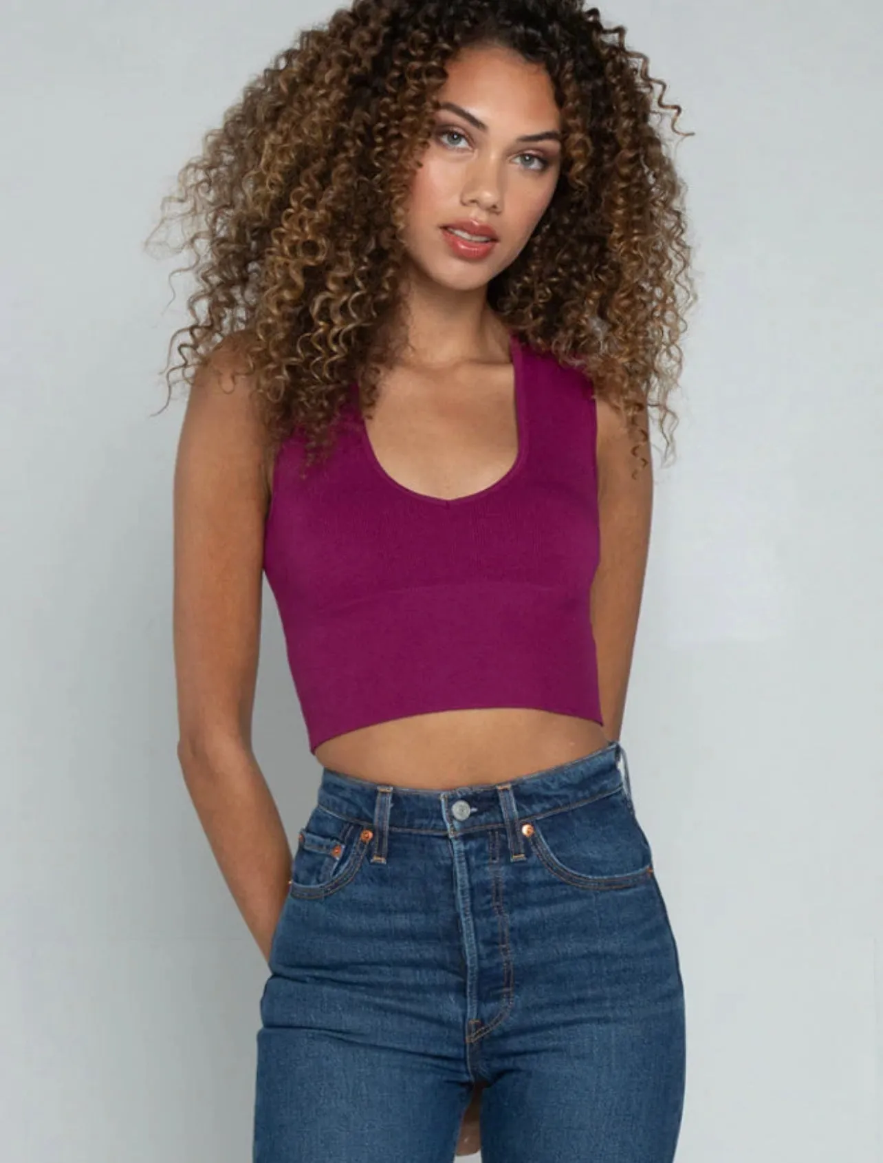 C'EST MOI BAMBOO DEEP V NECK RIB BRALETTE