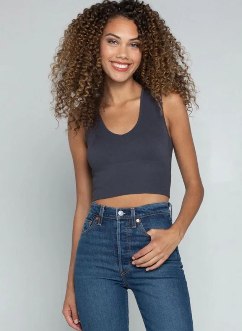 C'EST MOI BAMBOO DEEP V NECK RIB BRALETTE