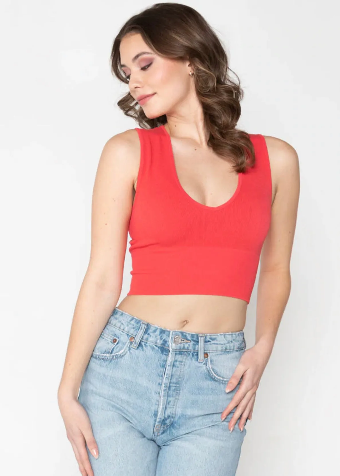 C'EST MOI BAMBOO DEEP V NECK RIB BRALETTE