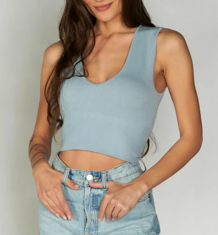 C'EST MOI BAMBOO DEEP V NECK RIB BRALETTE
