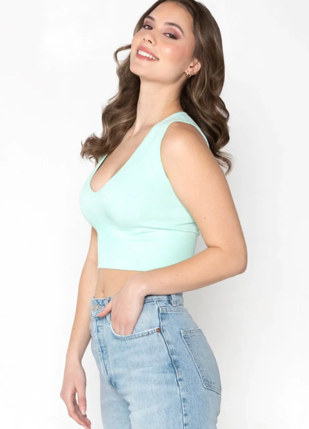 C'EST MOI BAMBOO DEEP V NECK RIB BRALETTE