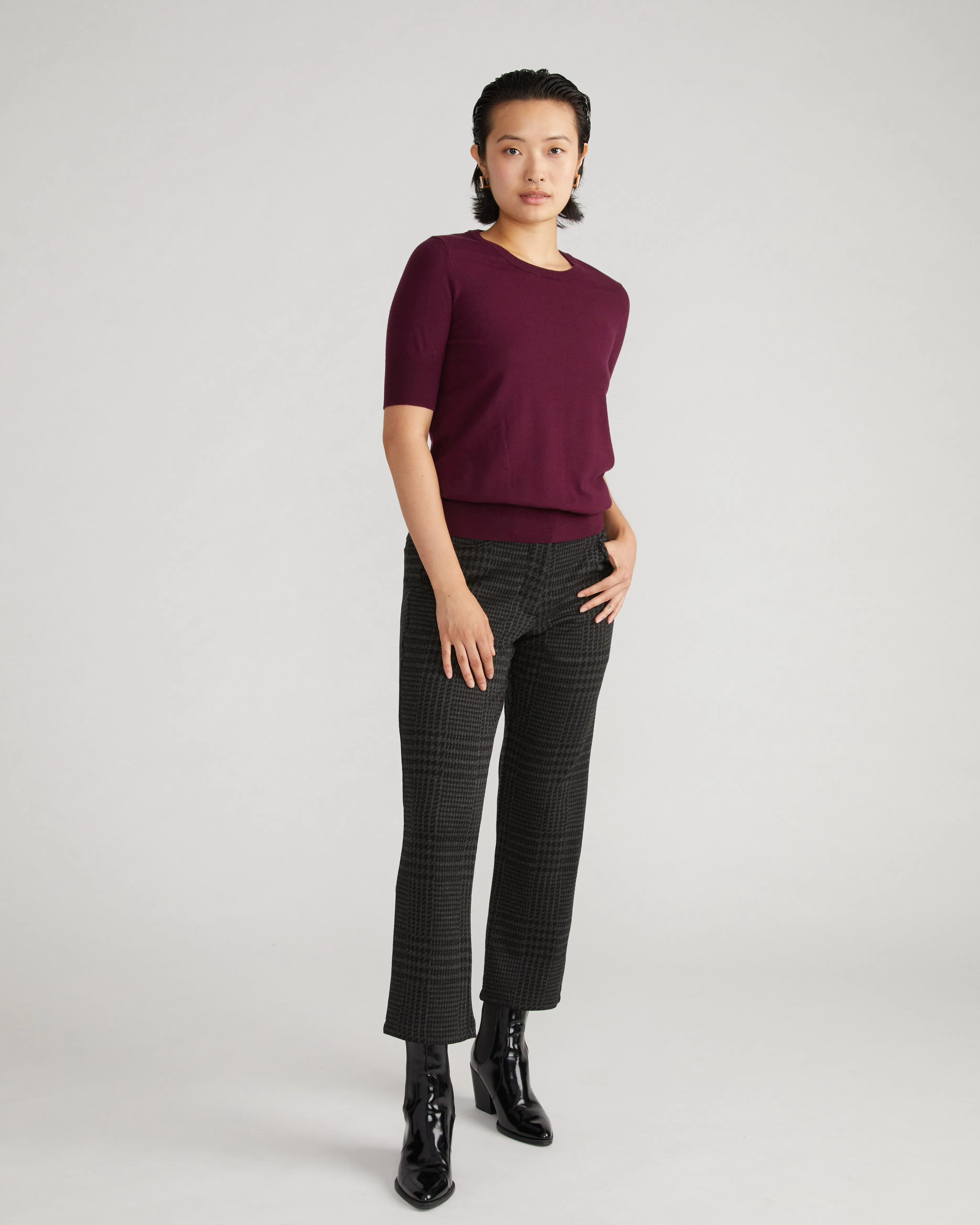 Cigarette Ponte Pants - Storm Houndstooth