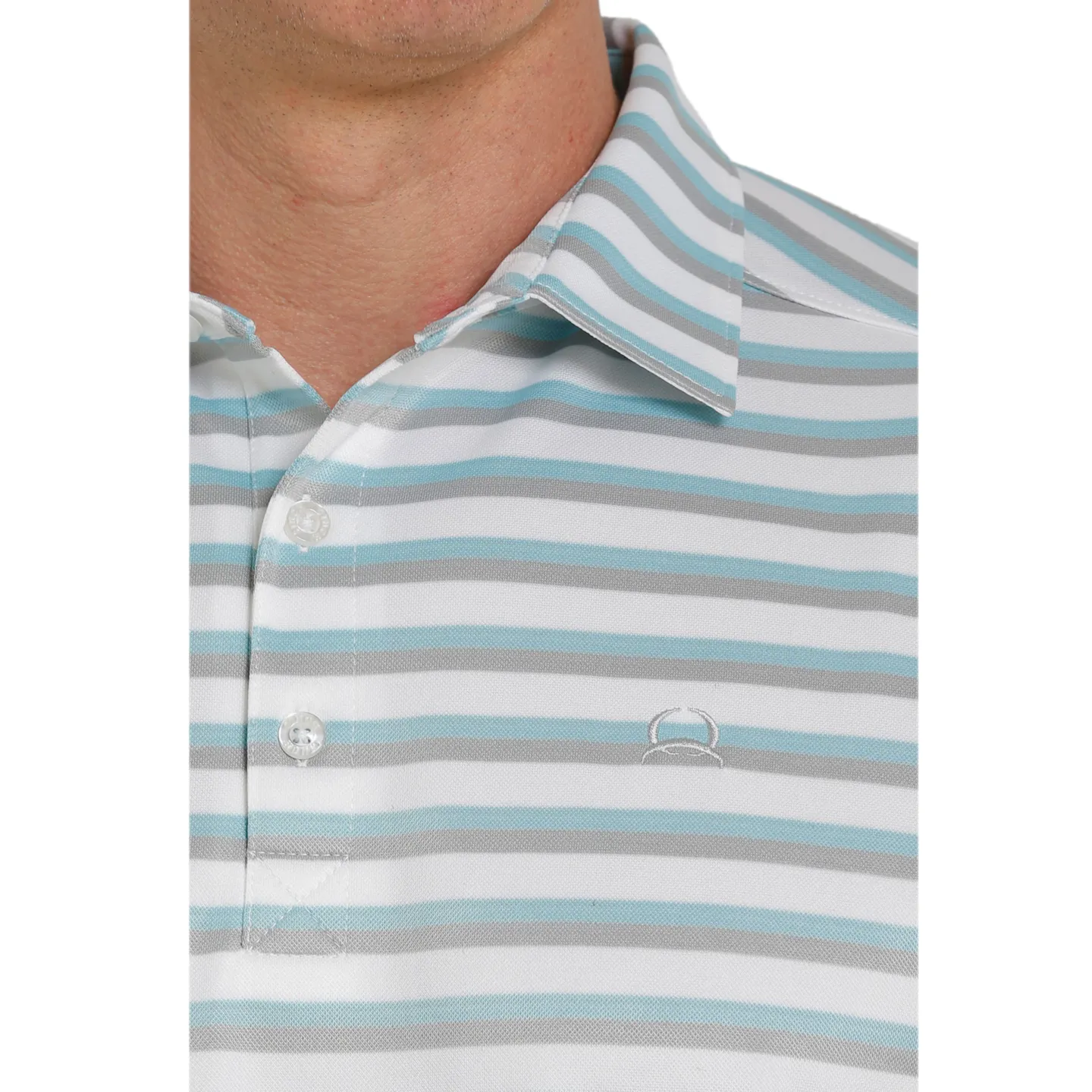 Cinch® Men's White & Blue Athletic Polo Short Sleeve Shirt MTK1863015