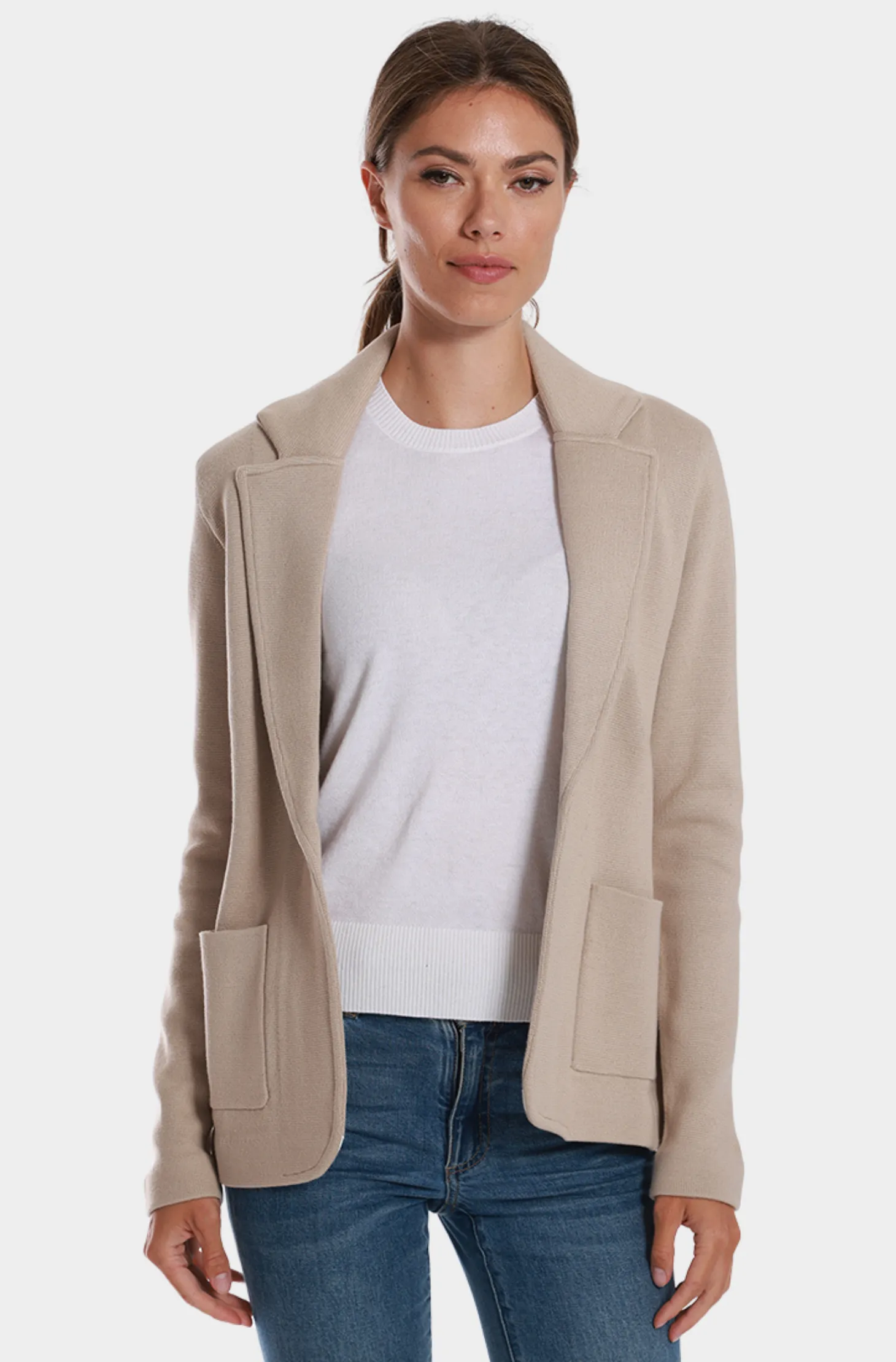 Cotton Blend Fitted Blazer