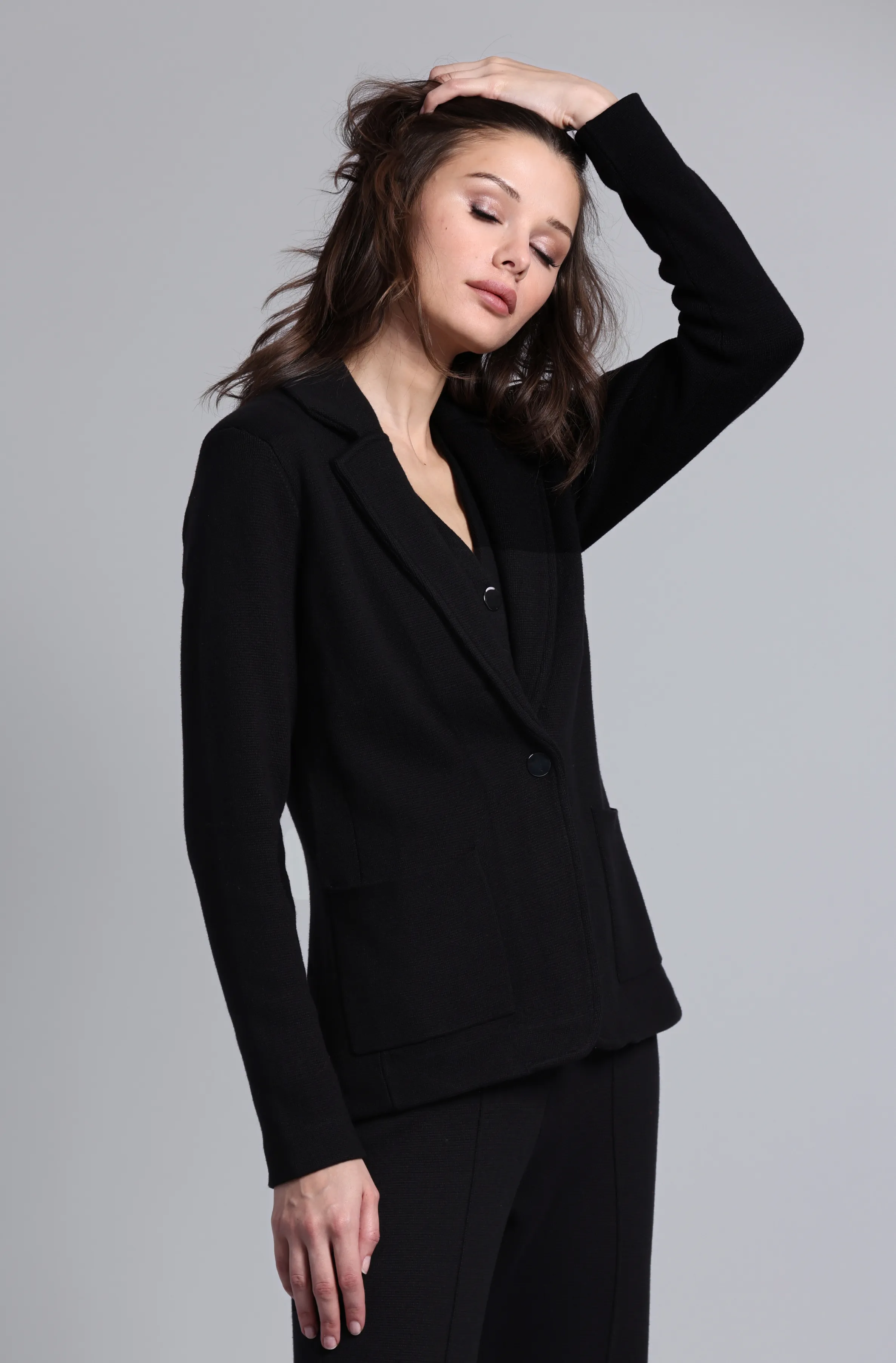 Cotton Blend Fitted Blazer