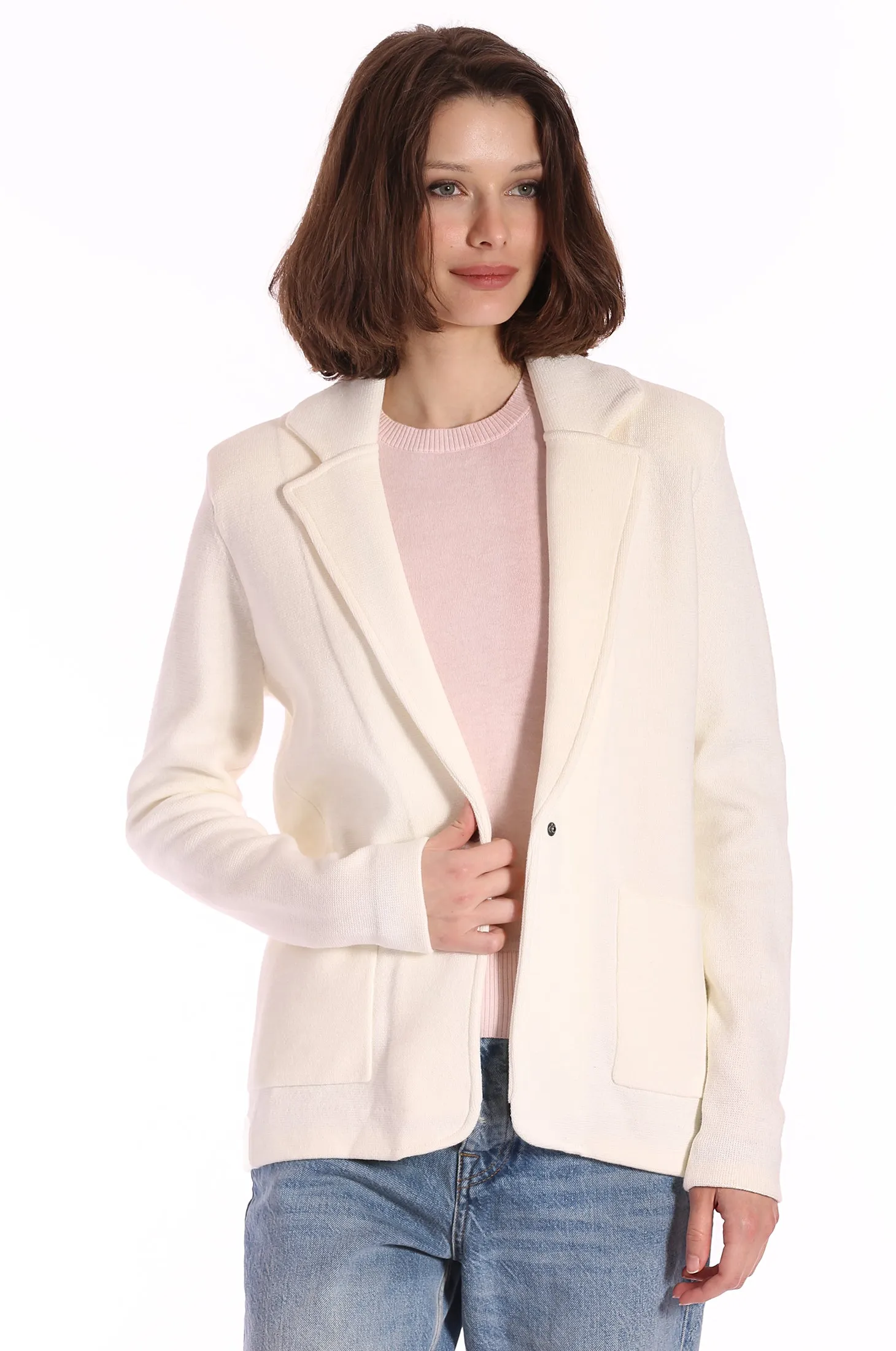 Cotton Blend Fitted Blazer