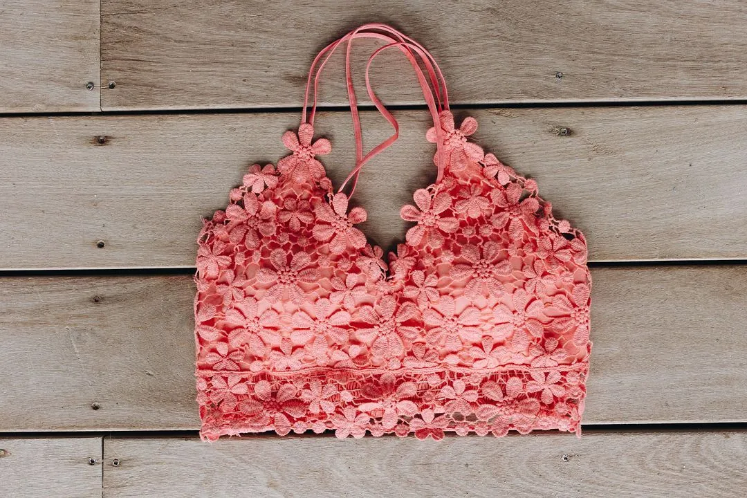 Daisy Delight Bralette In Coral