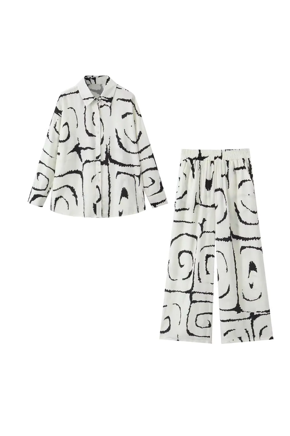 'Eliza' Geometric Pattern Print Shirt &  Pants Set (Sold Separately)