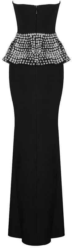 Embellished Peplum Strapless Gown