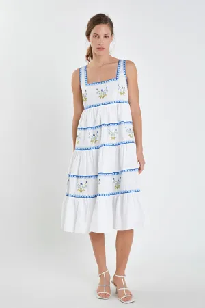 Embroidered Midi Dress