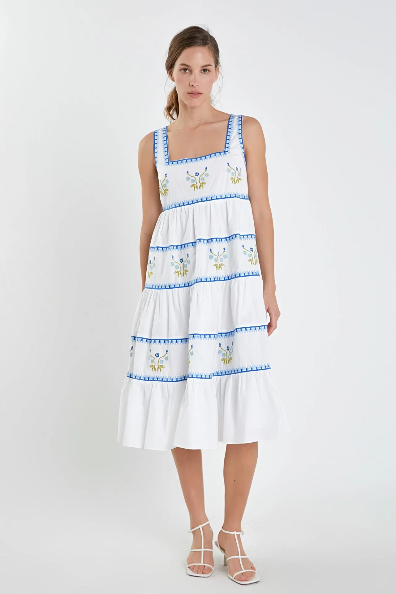 Embroidered Midi Dress