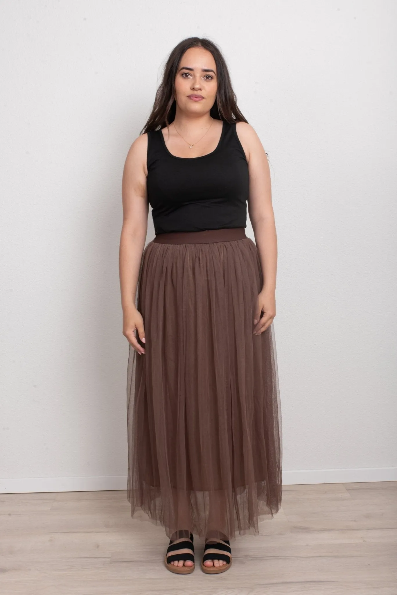 FAIRYTALE 3 LAYER TULLE MESH SKIRT CHOCOLATE