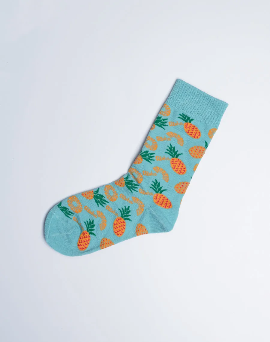 Family Aloha Pineapple Tropical Matching Crew Socks | 3-Pair Bundle