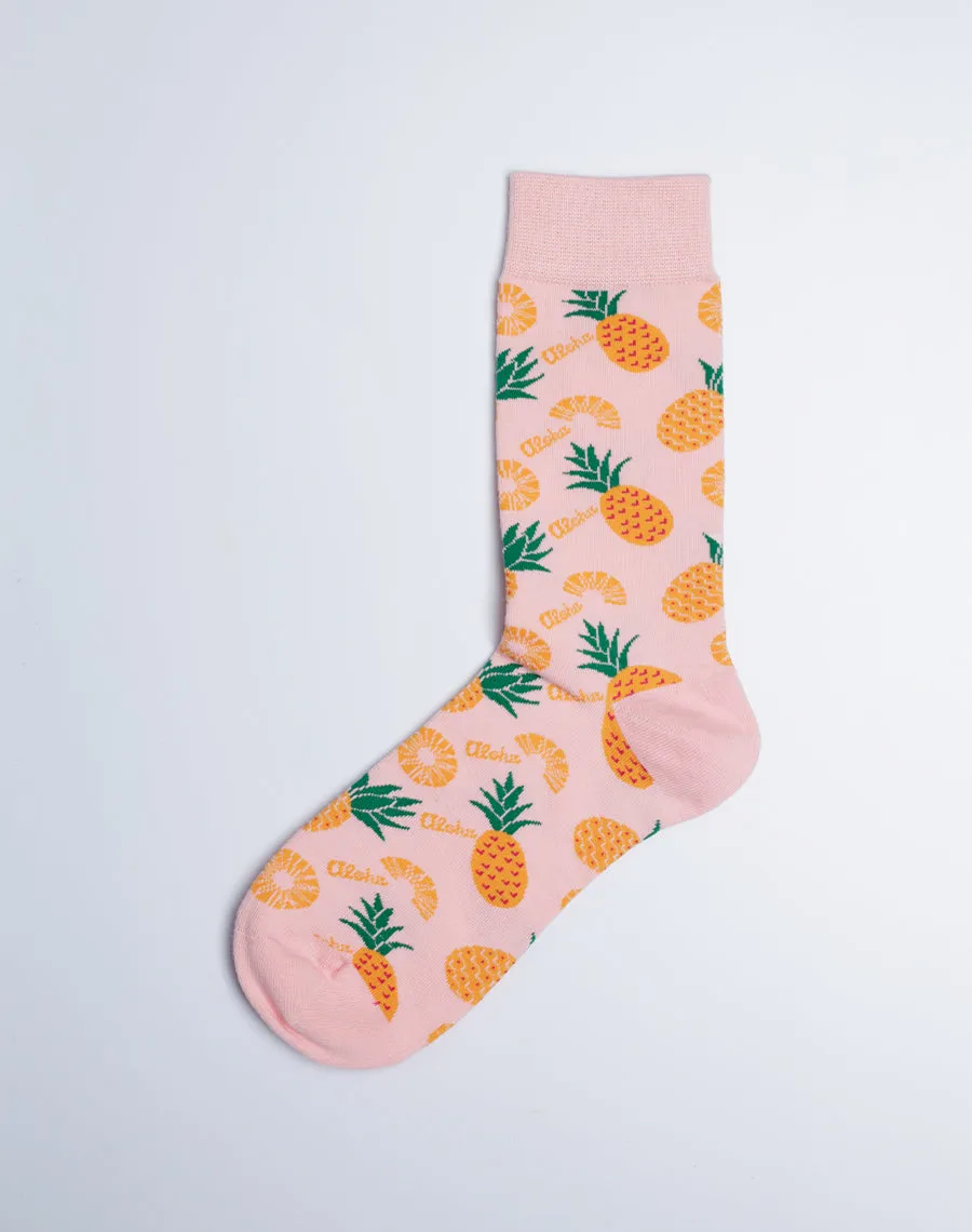 Family Aloha Pineapple Tropical Matching Crew Socks | 3-Pair Bundle