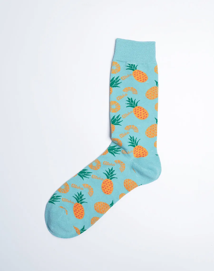 Family Aloha Pineapple Tropical Matching Crew Socks | 3-Pair Bundle