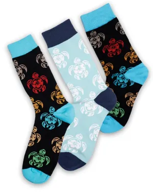 Family Tribal Turtle Tropical Matching Crew Socks | 3-Pair Bundle