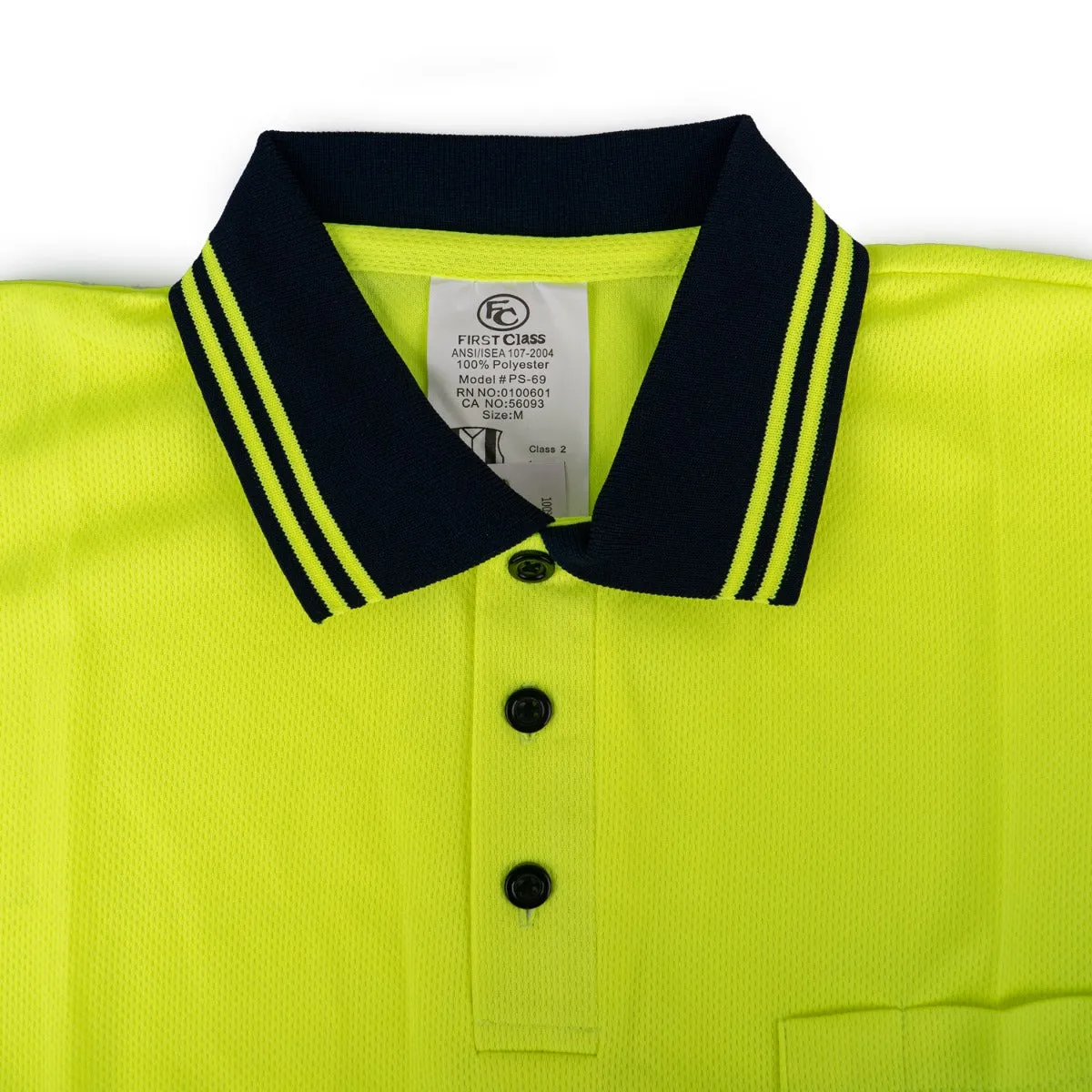 First Class Two Tone Long Sleeve Polo Shirt with Reflective Stripes